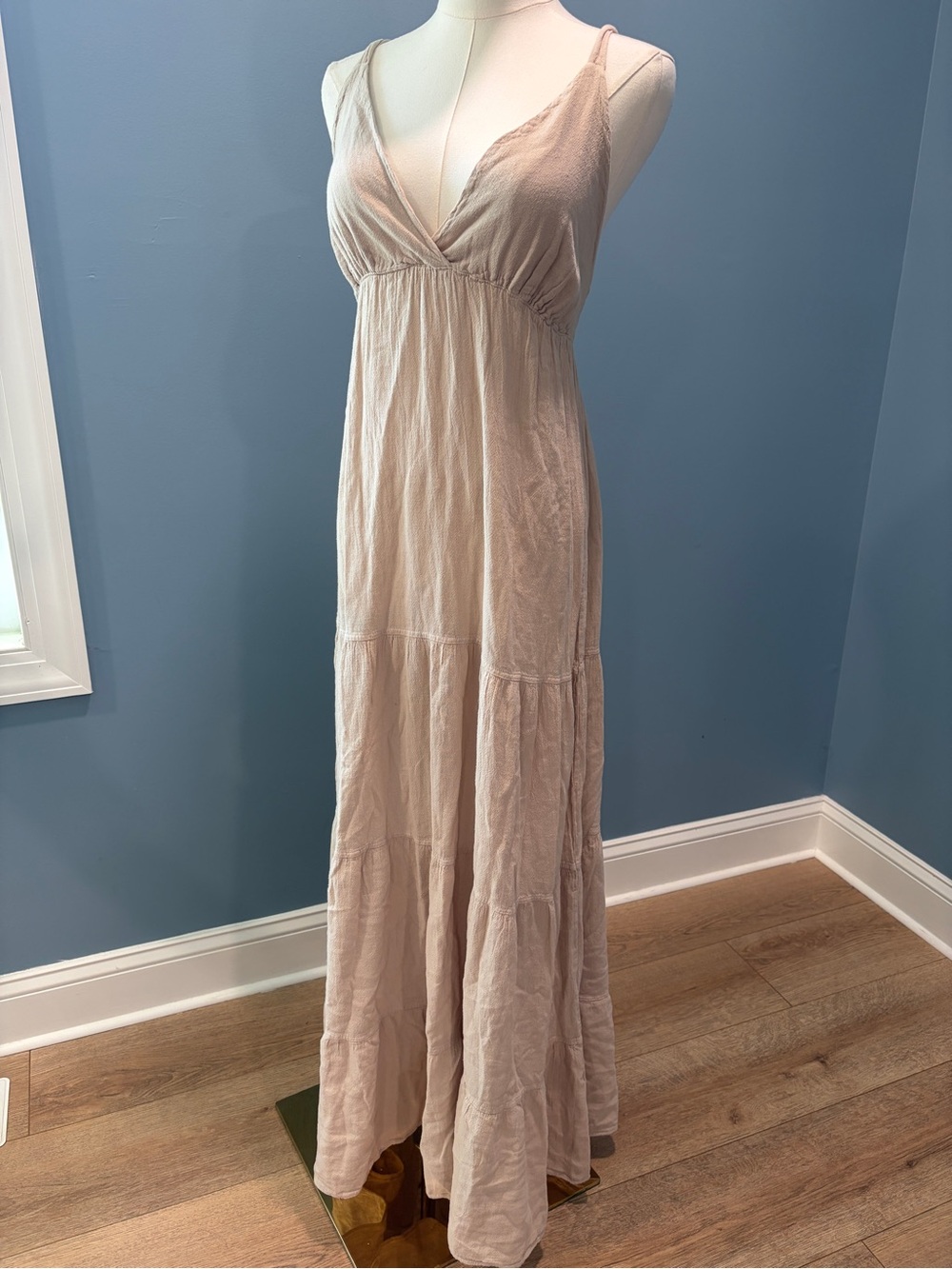 Seaspice 100% Peruvian Cotton Beige Maxi Dress Size Small Boho Beach